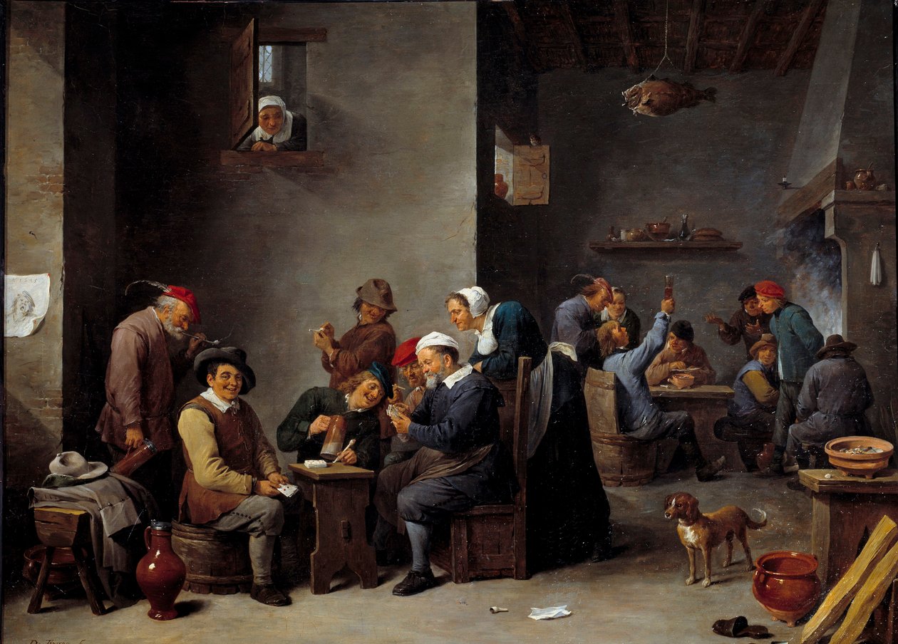 Cabaret interieur. Het kaartspel door David Teniers the Younger