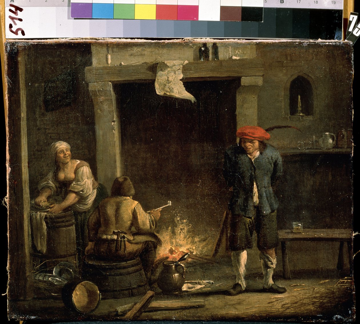 Voor de haard door David Teniers the Younger