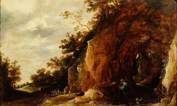 Landschap met Reizigers (een van een paar) door David Teniers the Younger