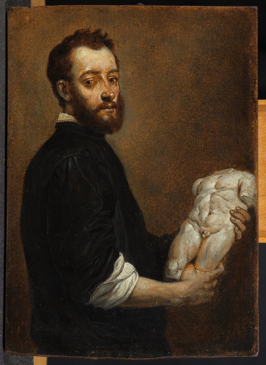 Portret van een beeldhouwer, na Giovanni Battista Moroni door David Teniers the Younger