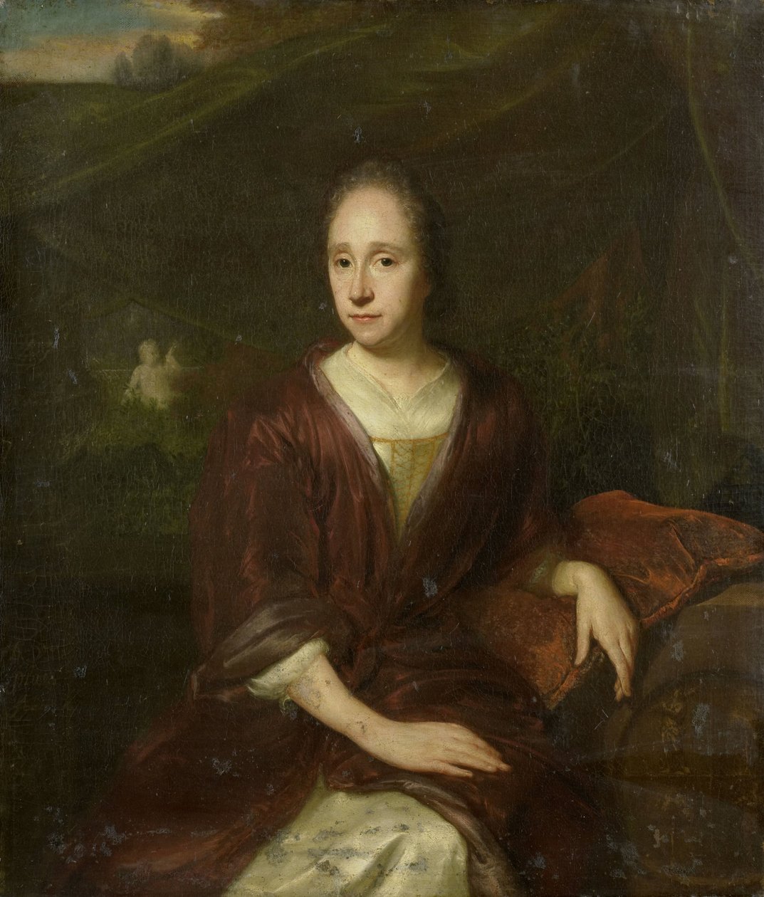 Portret van Margaretha Nelis (1652-1705), tweede vrouw van Casparus Commelin door David van der Plas