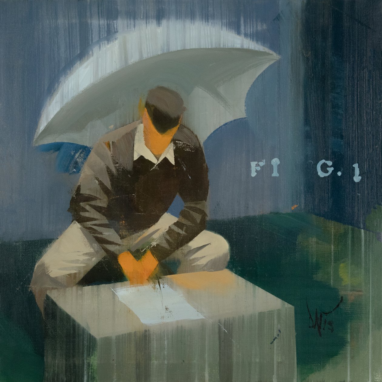 Marcel Broodthaers 22 (FIG 1), 2024 (olieverf op linnen) door Davis Lisboa