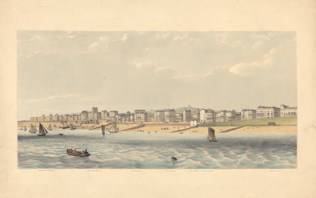 Brunswick Terrace, Bellevue Mansion, Stadhuis, de Albion, Old Steine, Chapel Royal, German Place door Day and Co.