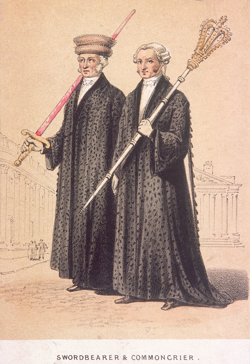 Een zwaarddrager en een stadsomroeper, 1855 door Day and Son