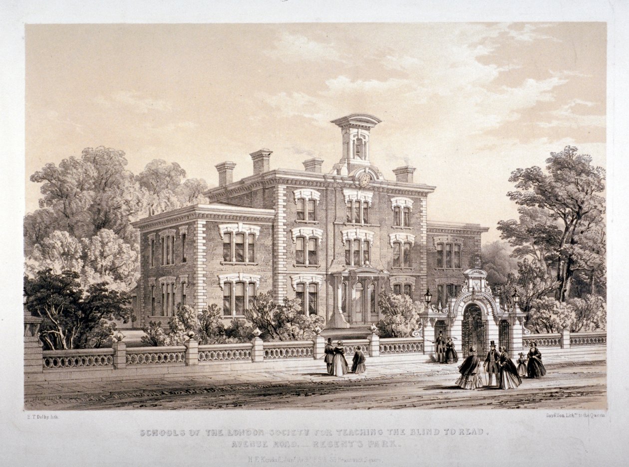 London Society Scholen voor het onderwijzen van blinde mensen, Avenue Road, Marylebone, Londen, c1860. door Day and Son