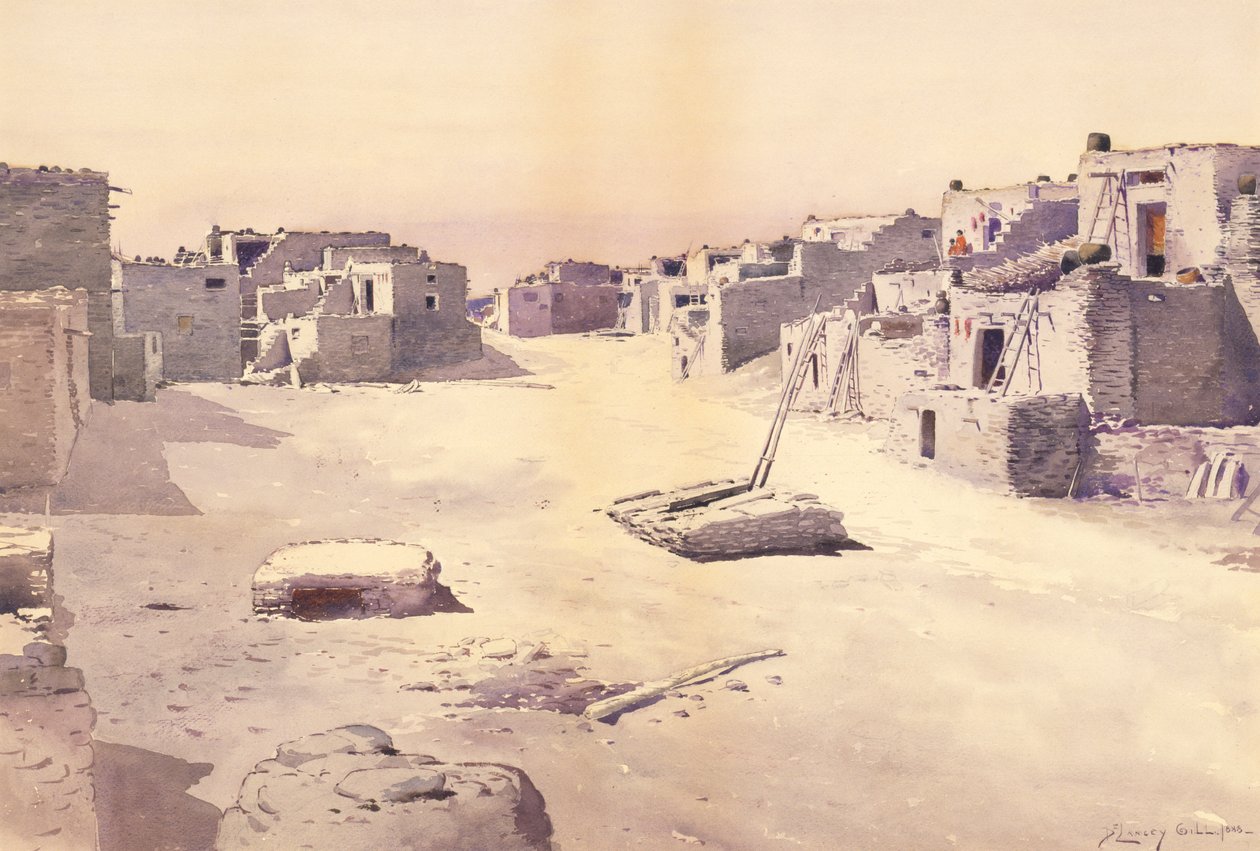 Straat in het Pueblo van Oraibi, Tusayan, Arizona, 1888 door De Lancey Gill