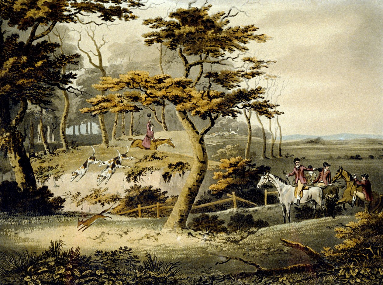 Middag, vossenjacht, gegraveerd door J.H. Clarke en F. Jeakes door Dean Snr. (after) Wolstenholme