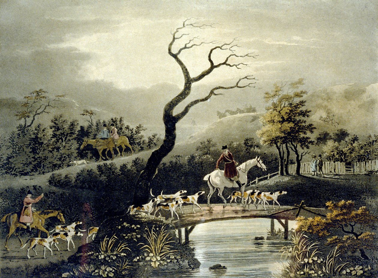 Nacht, Vossenjacht, gegraveerd door J.H. Clarke en F. Jeakes door Dean Snr. (after) Wolstenholme