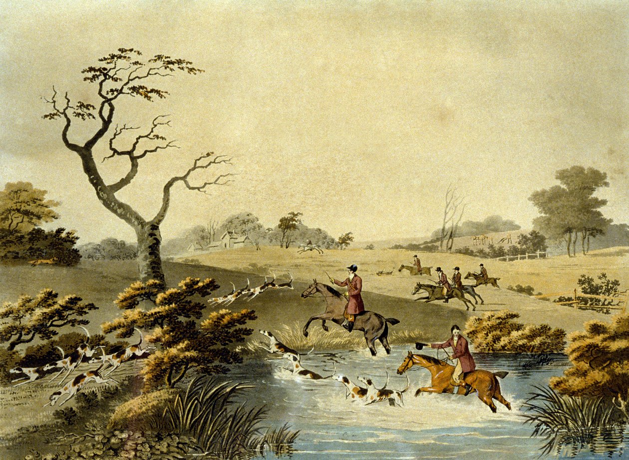 Middag, vossenjacht, gegraveerd door J.H. Clarke en F. Jeakes door Dean Snr. (after) Wolstenholme