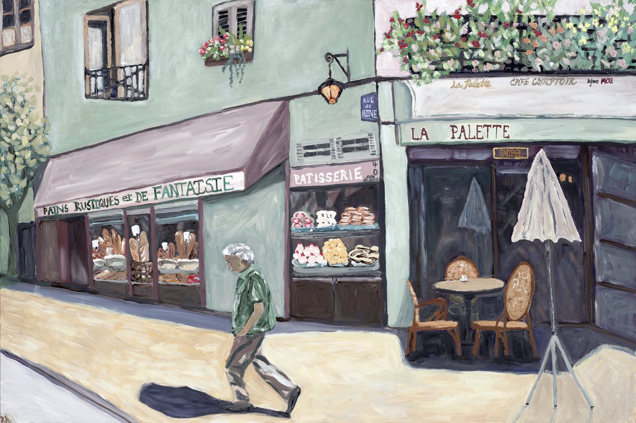 Café Corner, 2017 (acryl op doek) door Deborah Eve Alastra