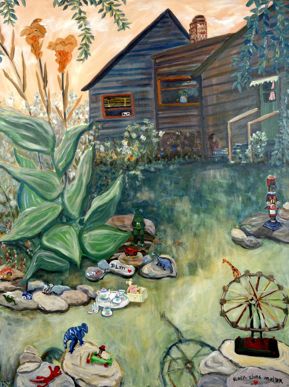 Covid Play, 2020 (acryl op doek) door Deborah Eve Alastra