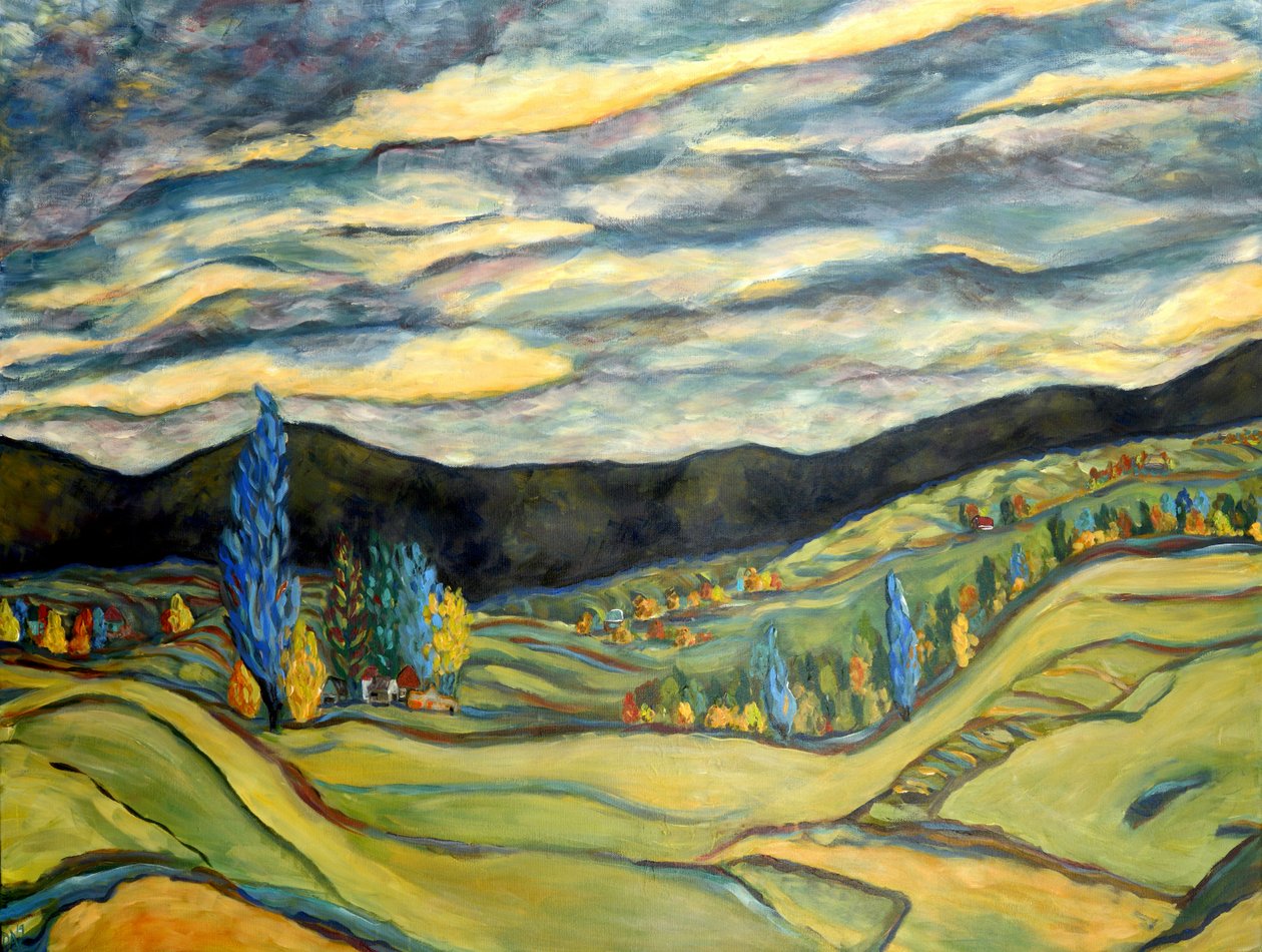 Herfstlandschap, 2020 (acrylverf op doek) door Deborah Eve Alastra