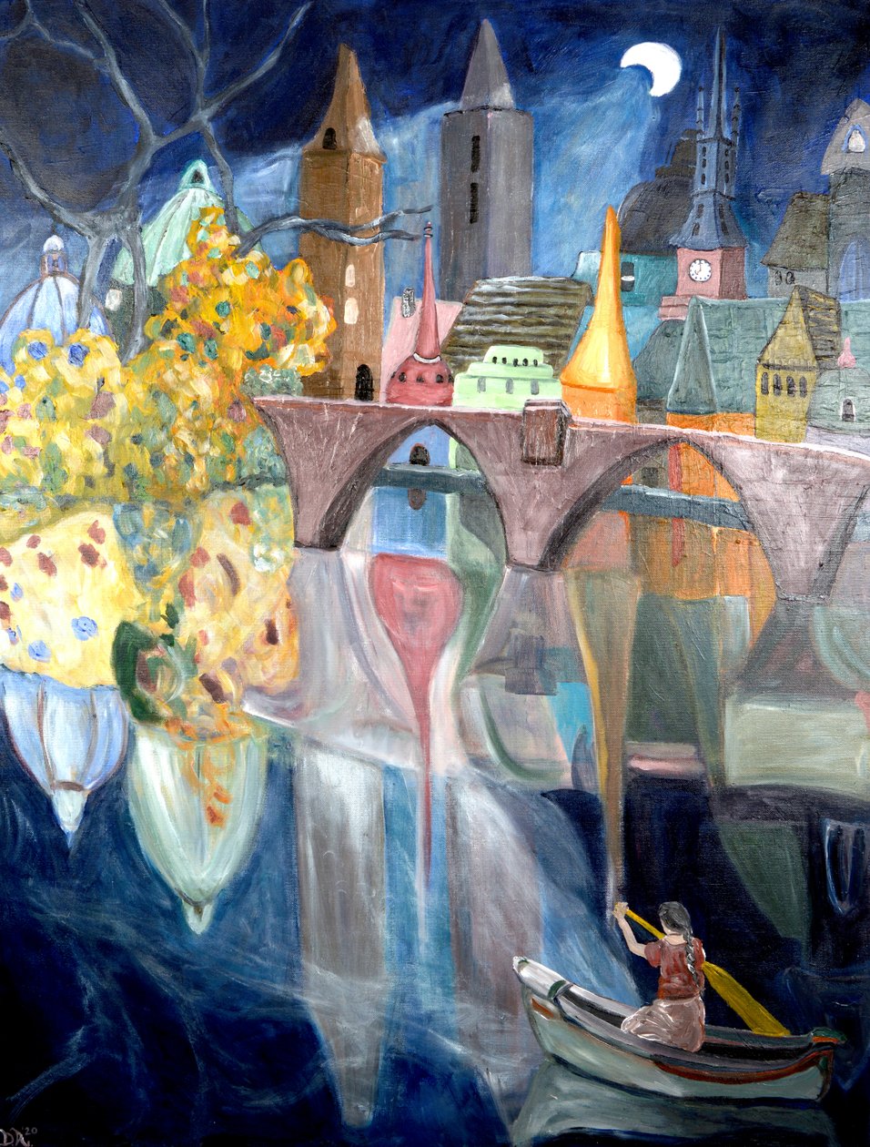 Vechten tegen de stroom, 2020 (acryl op doek) door Deborah Eve Alastra