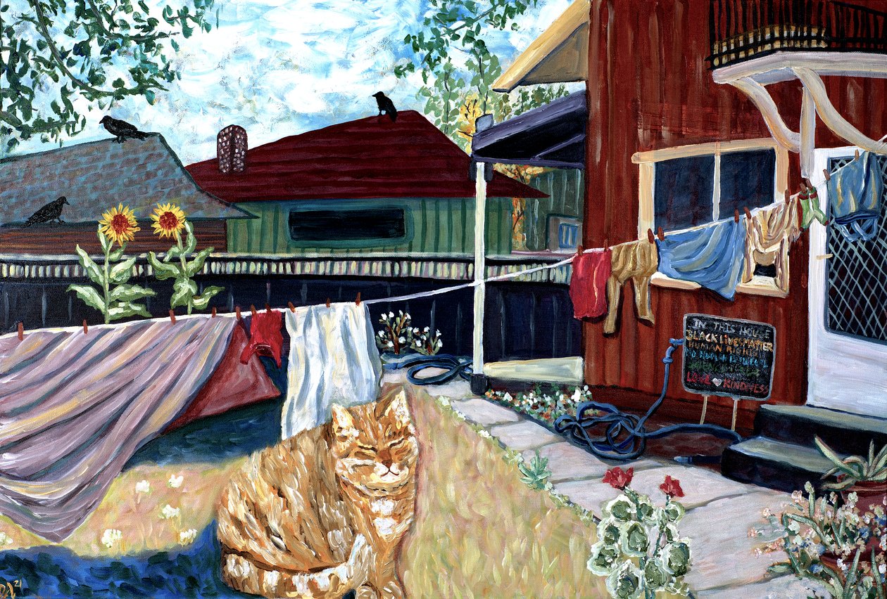 In dit huis, 2022 (acryl op doek) door Deborah Eve Alastra