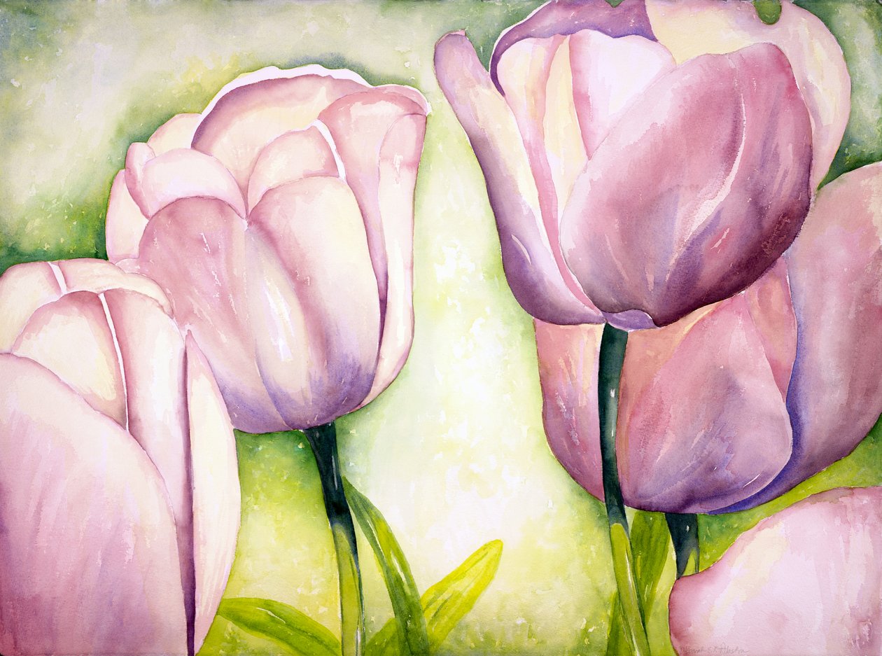 Lavendel tulpen, 2006 (aquarel) door Deborah Eve Alastra