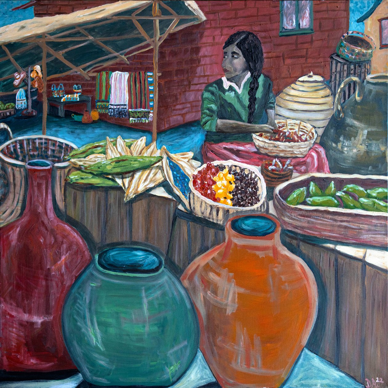Mercado, 2023 (acrylverf op doek) door Deborah Eve Alastra