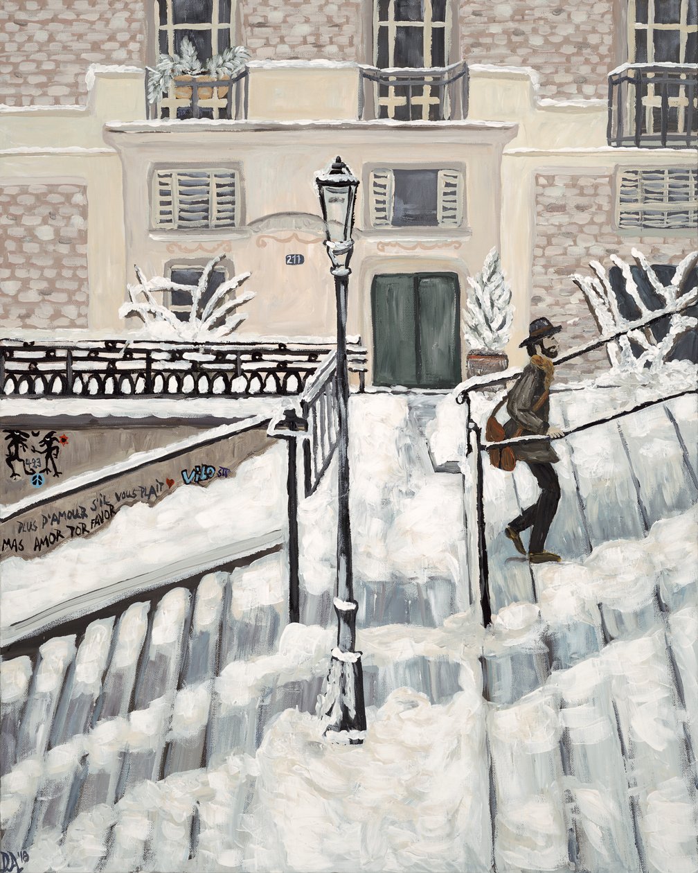 Montmartre Sneeuw, 2017 (acryl op doek) door Deborah Eve Alastra