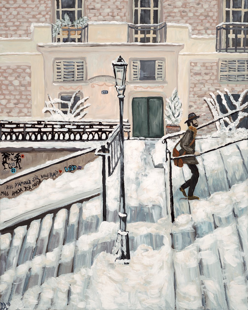 Montmartre Sneeuw, 2018 (acryl op doek) door Deborah Eve Alastra