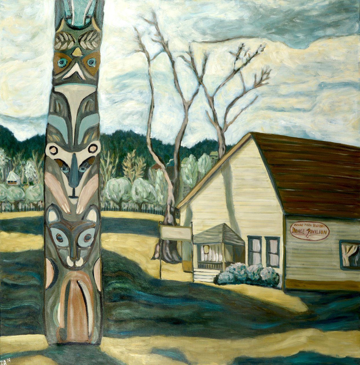 Totem van eiken, 2019 (acryl op doek) door Deborah Eve Alastra