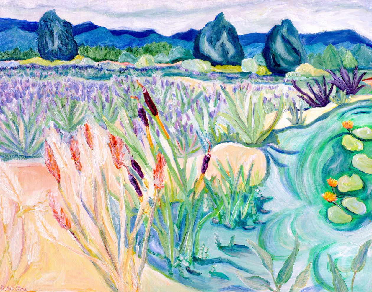 Sauvie Landschap, 2015 (acrylverf op doek) door Deborah Eve Alastra