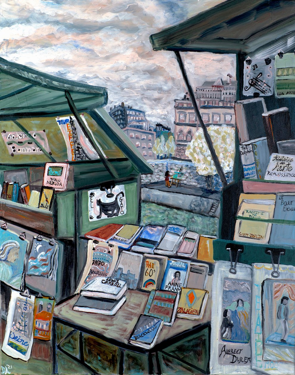 Winkels aan de Seine, 2022 (acryl op doek) door Deborah Eve Alastra