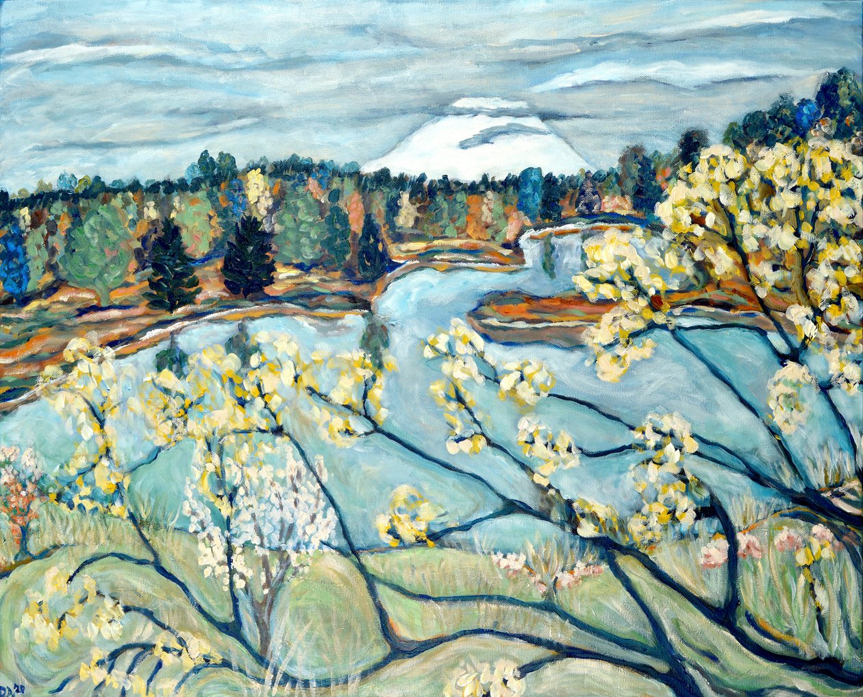 Uitzicht op St. Helens, 2020 (acryl op doek) door Deborah Eve Alastra