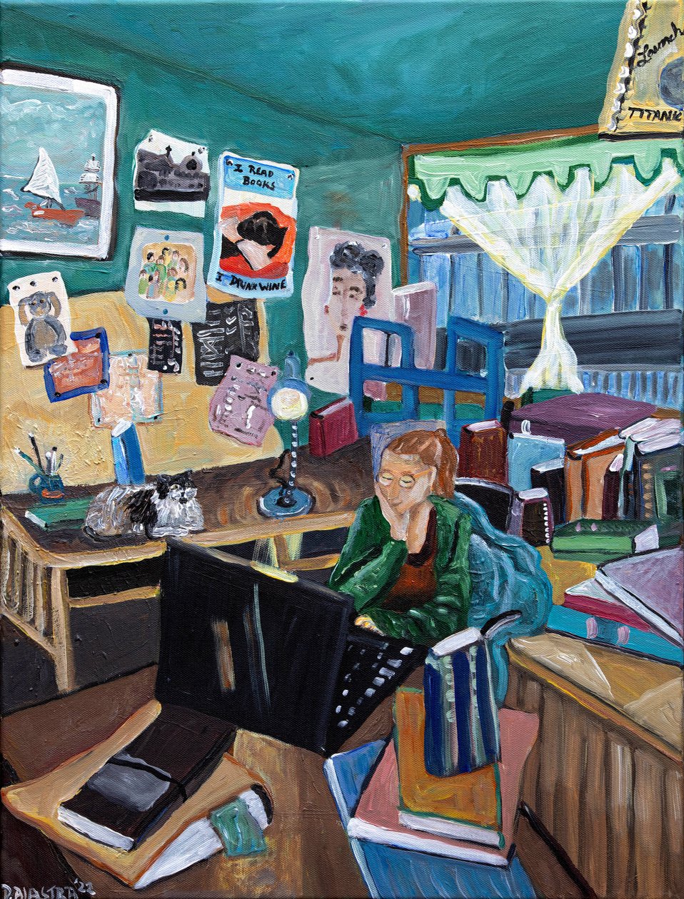 Schrijvershut, 2023 (acryl op doek) door Deborah Eve Alastra