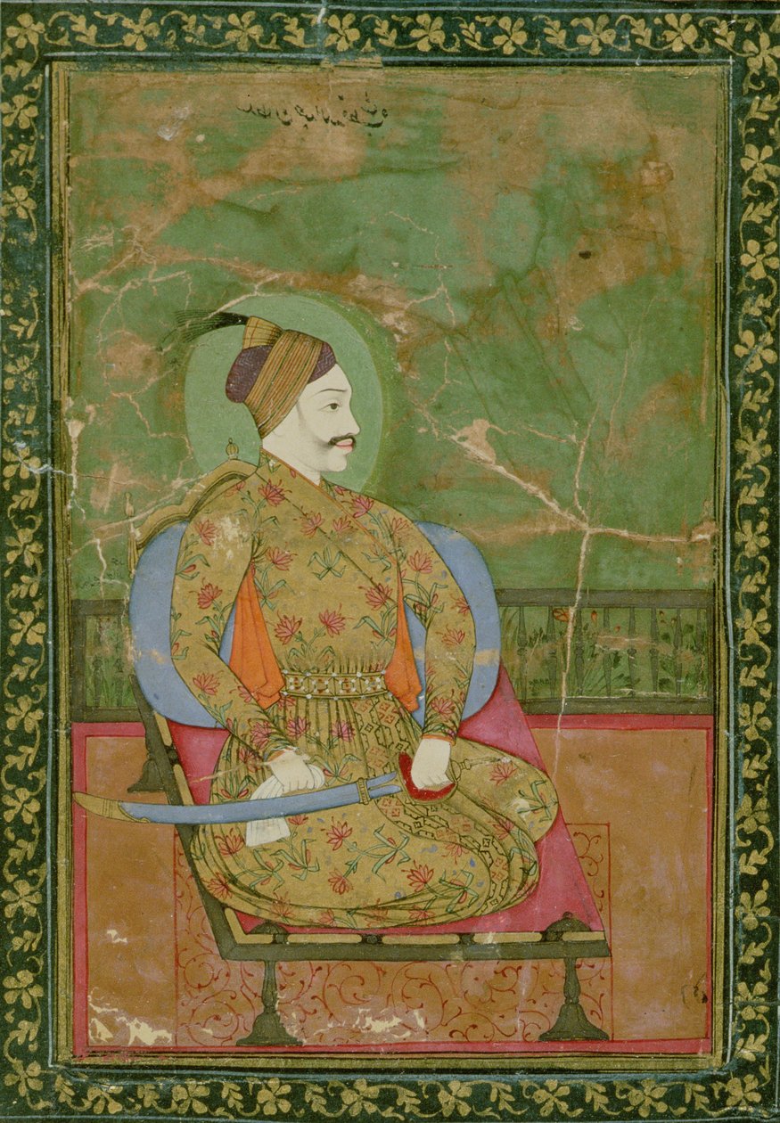 Portret van Sultan Abdullah Qutb Shah zittend, Golconda, 1670 door Deccani School