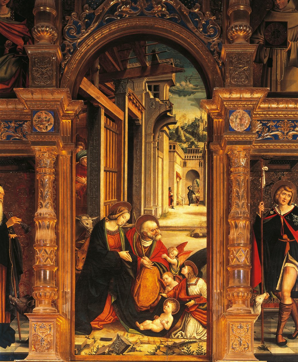 Geboorte van Christus (detail) door Defendente Ferrari