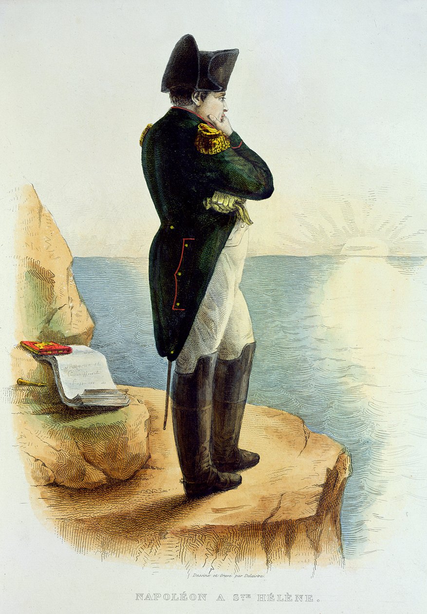 Napoleon op het eiland Sint-Helena, illustratie uit Le Plutarque Francais door E. Mennechet, gegraveerd door Delaistre, 1835 door Delaistre