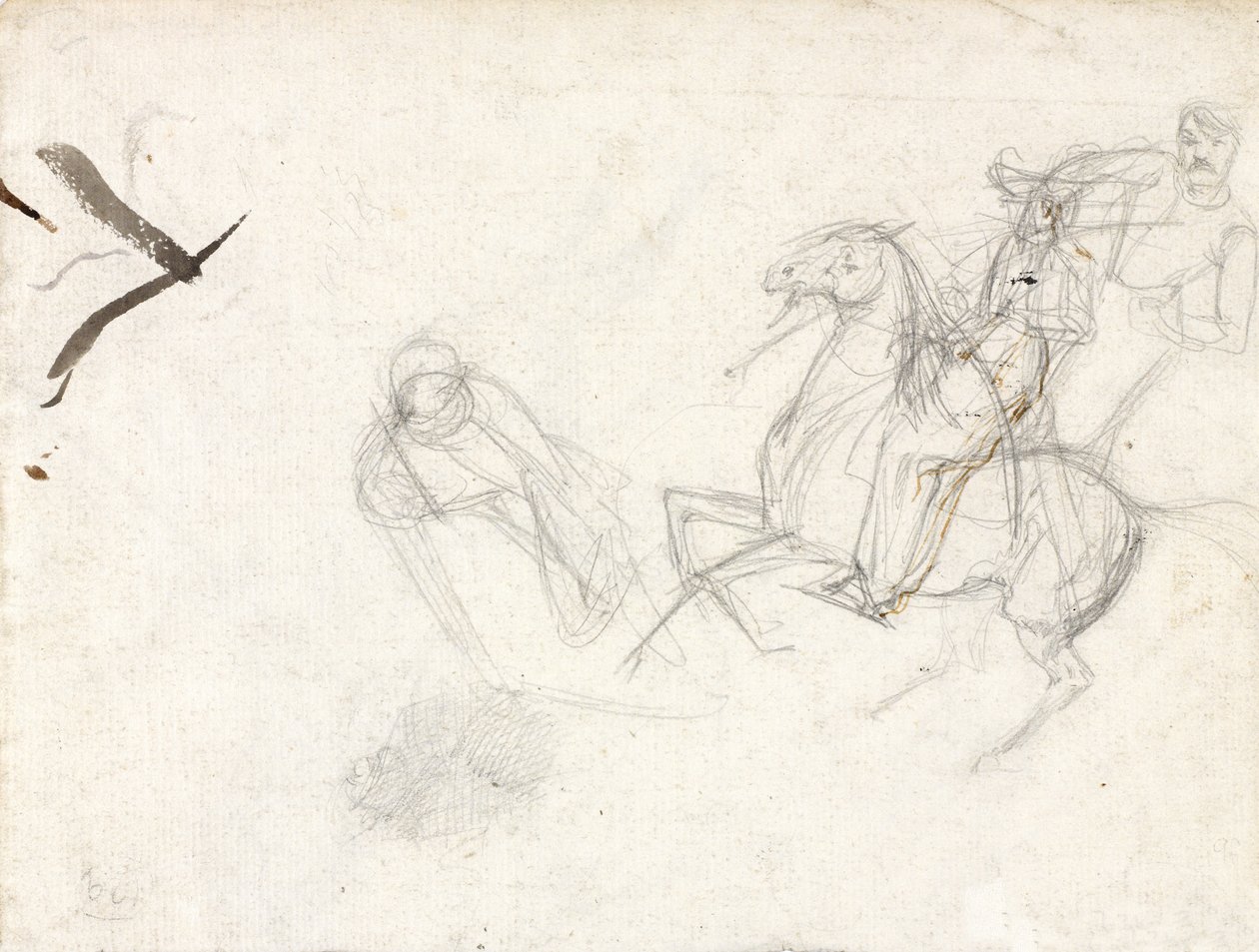 Studies voor de figuur van Sergeant Ewart, Scots Greys, voor het schilderij dat zijn verovering van de Franse Adelaar bij de Slag van Waterloo toont, 1815, c.1817 door Denis Dighton