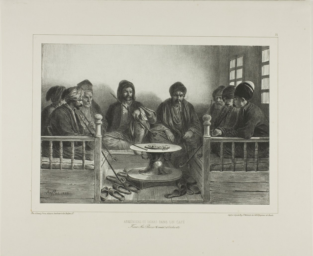 Armeniërs en Tartaren in een café door Denis Auguste Marie Raffet