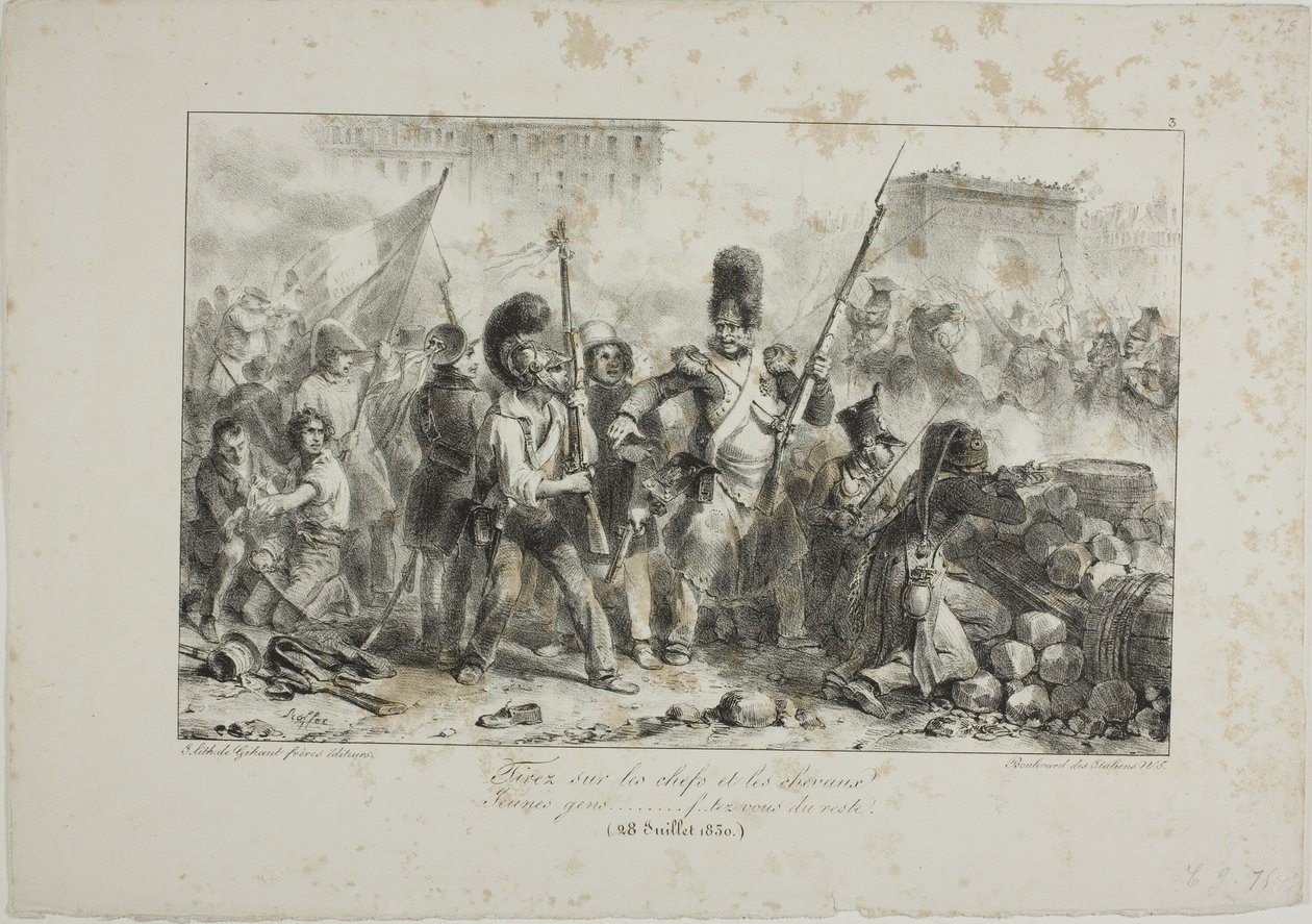 Vuur op de leiders en cavalerie... door Denis Auguste Marie Raffet