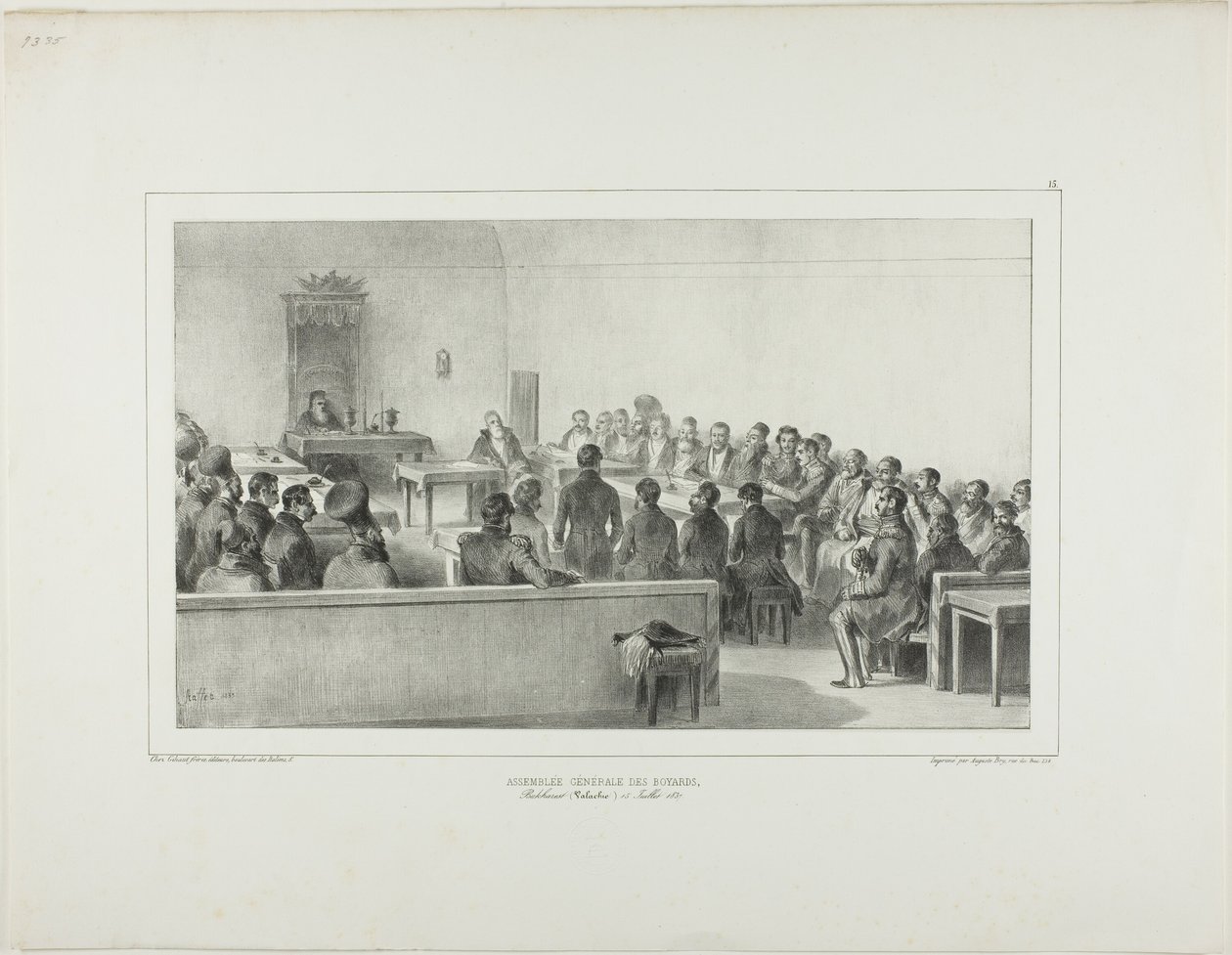 Algemene vergadering van de Boyards, Boekarest, Walachije, 15 juli 1837 door Denis Auguste Marie Raffet