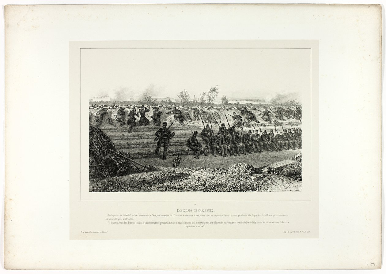 Lichte infanterie hinderlaag, uit Souvenirs d’Italie: Expeditie naar Rome door Denis Auguste Marie Raffet