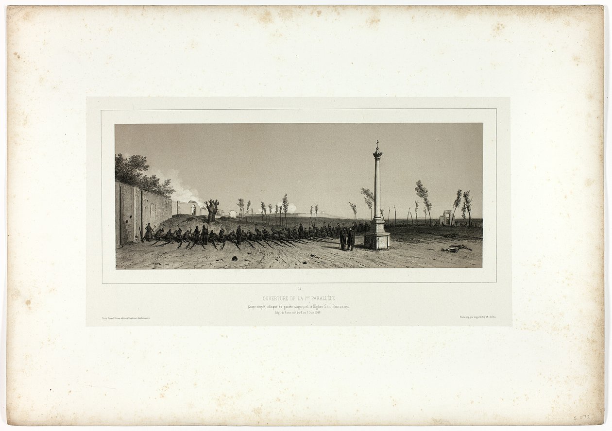 Opening van de Eerste Parallel, uit Souvenirs d’Italie: Expeditie van Rome door Denis Auguste Marie Raffet