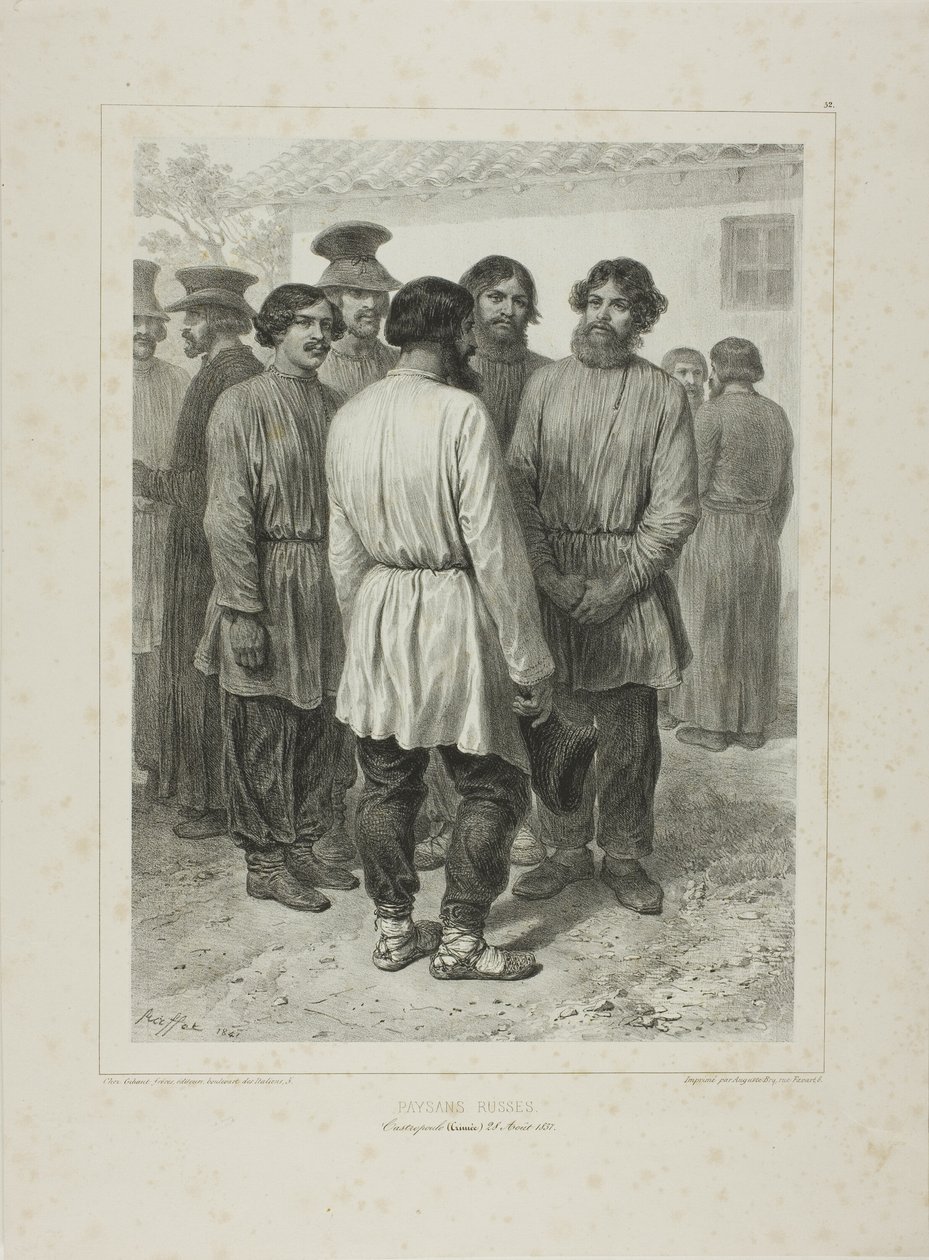 Russische boeren door Denis Auguste Marie Raffet