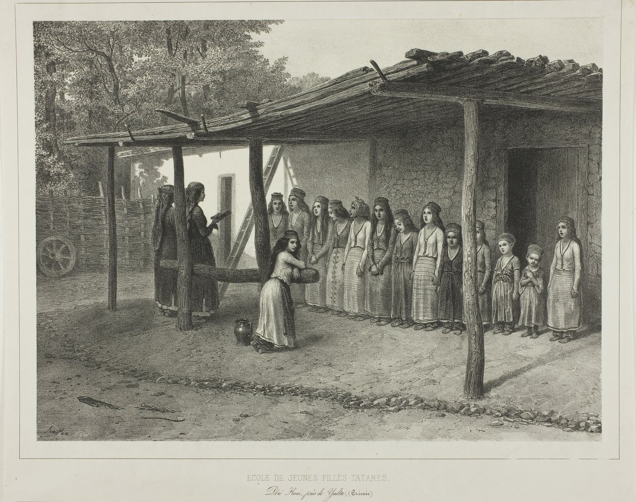 School voor jonge Tartaarse meisjes door Denis-Auguste-Marie Raffet