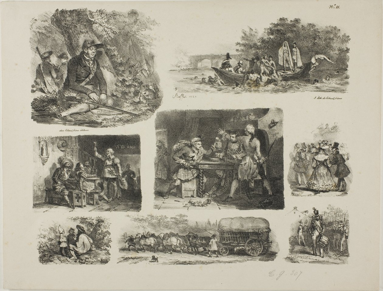 Schetsblad door Denis-Auguste-Marie Raffet