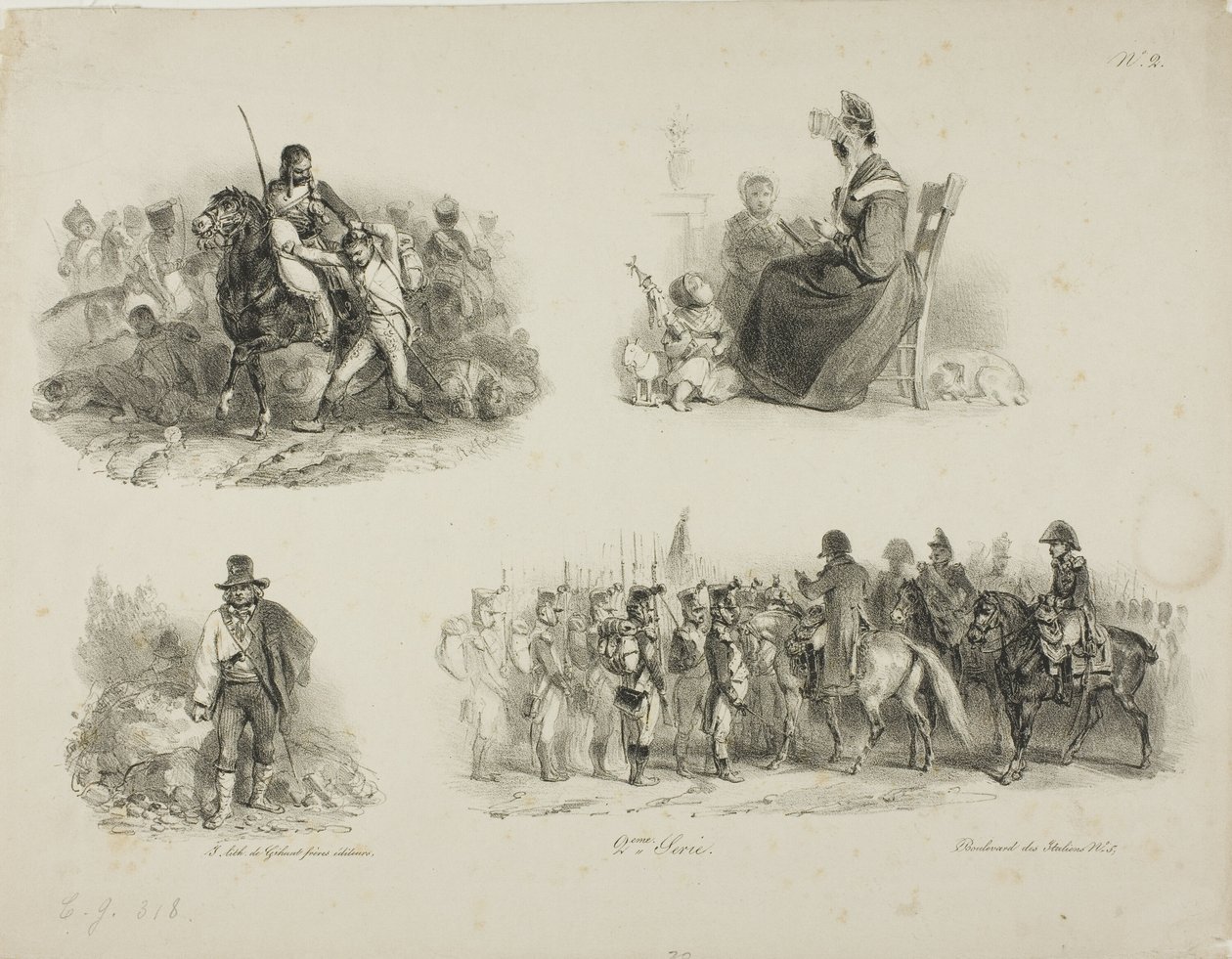 Schetsblad door Denis Auguste Marie Raffet