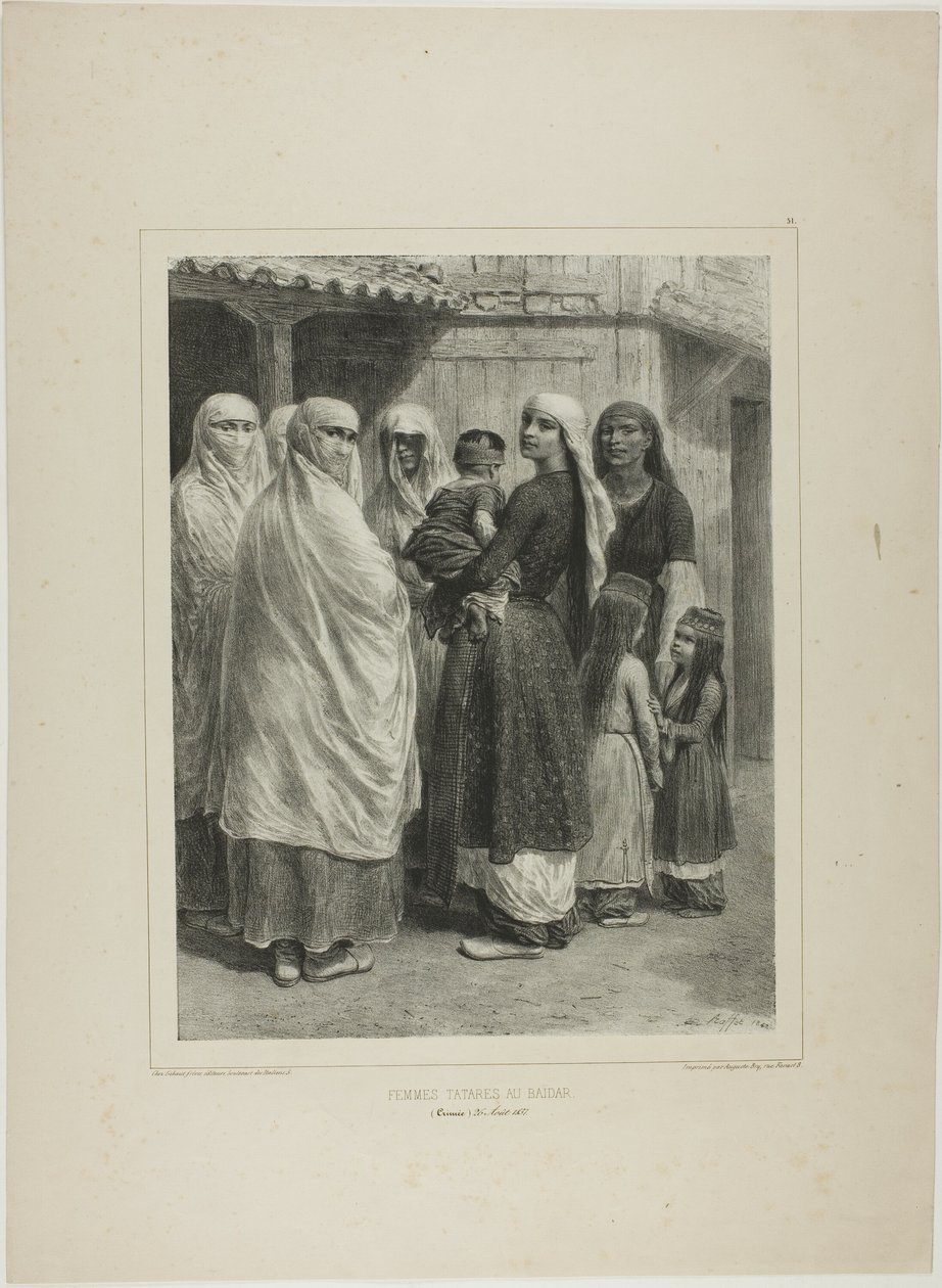 Tartaarse vrouwen bij de Baïdar, Krim, 26 augustus 1837 door Denis Auguste Marie Raffet
