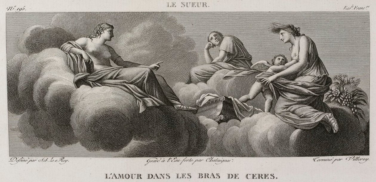 Denis-Sébastien Leroy, Antoine-Claude-François Villerey et Chataigner - Liefde in de armen van Ceres, naar Eustache Le Sueur - 1802-1815 door Denis Sebastien Leroy