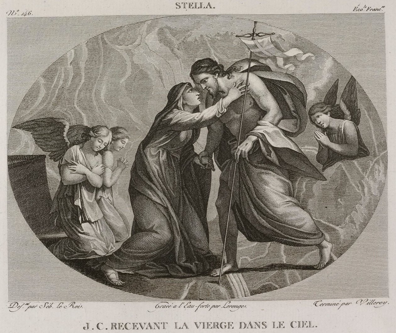 Denis-Sébastien Leroy, Antoine-Claude-François Villerey et Lerouge - Jezus Christus ontvangt de Maagd in de hemel, naar Jacques Stella - 1802-1815 door Denis Sebastien Leroy