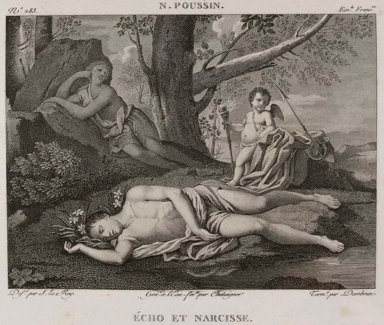 Denis-Sébastien Leroy, Chataigner en Dambrun - Echo en Narcis, naar Nicolas Poussin - 1802-1815 door Denis Sebastien Leroy