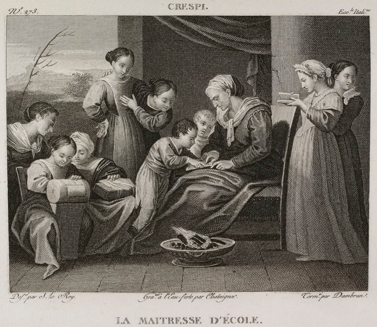 Denis-Sébastien Leroy, Chataigner en Dambrun - De schooljuffrouw, naar Giuseppe Crespi - 1802-1815 door Denis Sebastien Leroy