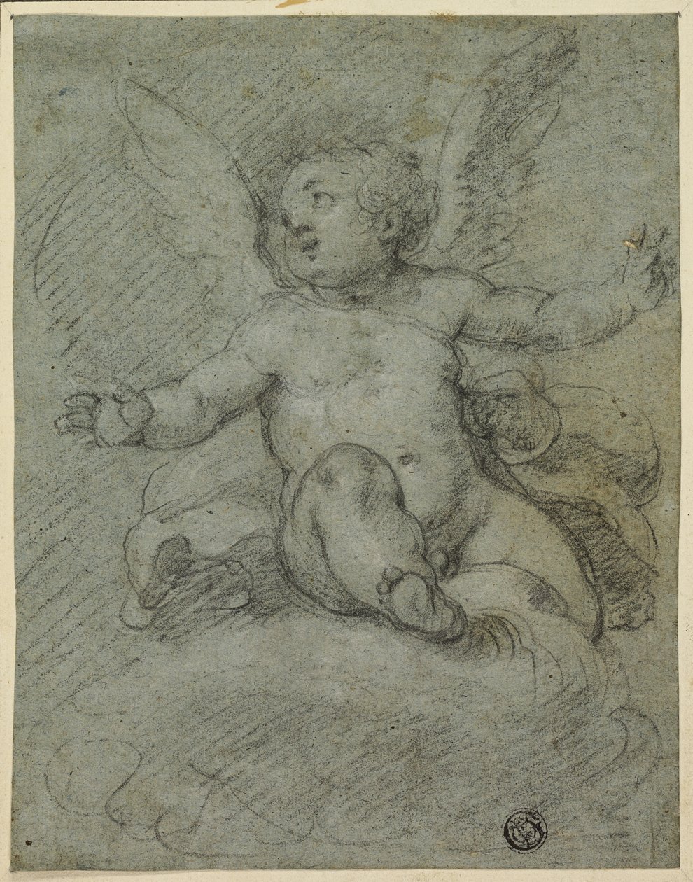 Putto Zittend op Wolken door Denys Calvaert