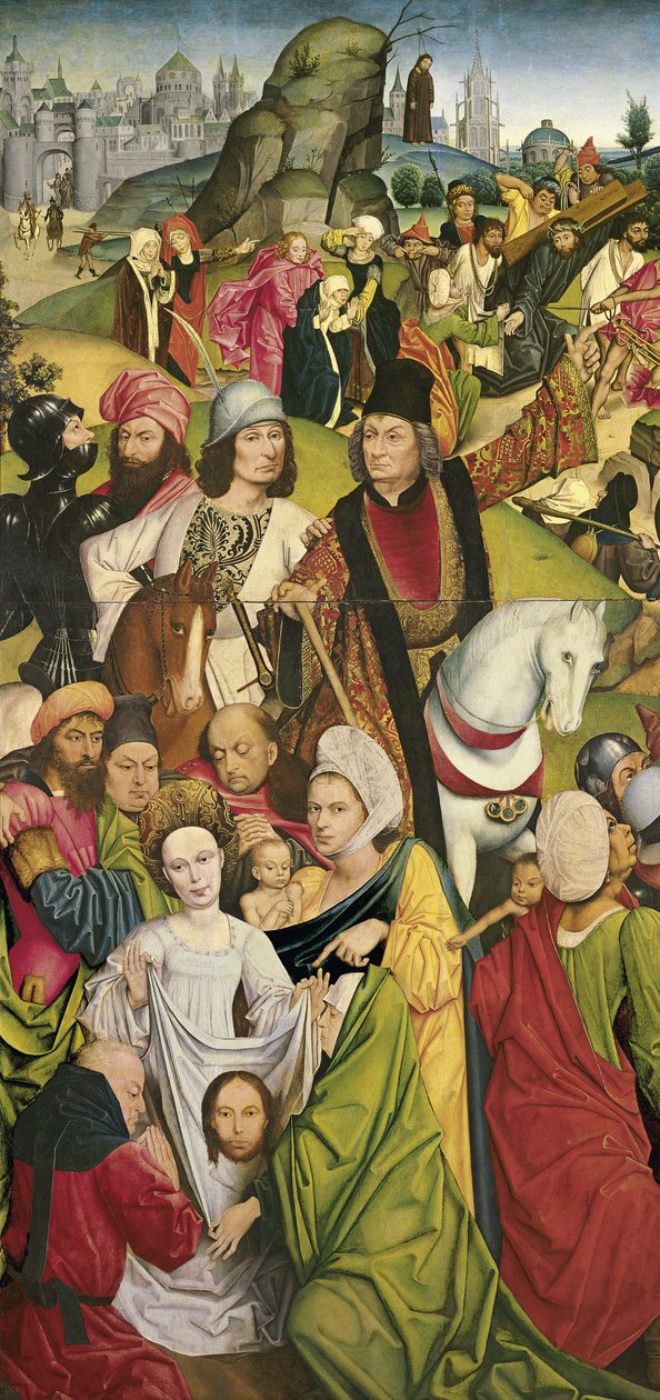 Sint Veronica en een Groep Ridders door Derick Baegert