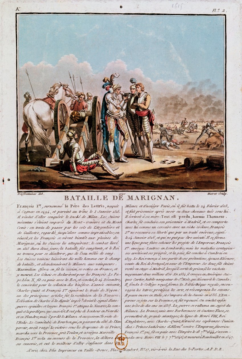 Episode van de Slag bij Marignan, 14 september 1515, 1790 door Desfontaines