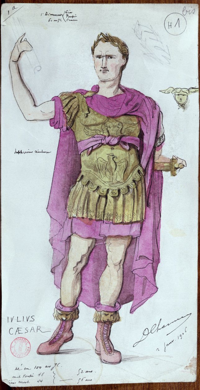 Kostuumontwerp voor Julius Caesar uit 