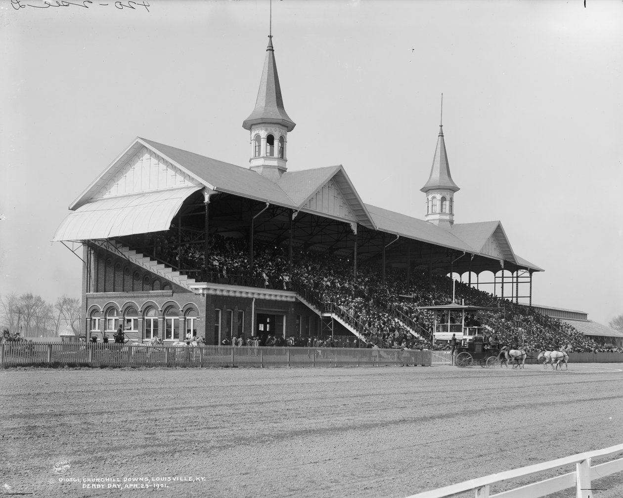 Churchill Downs, Louisville, Kentucky, Derby dag, 29 april 1901 door Detroit Publishing Co.